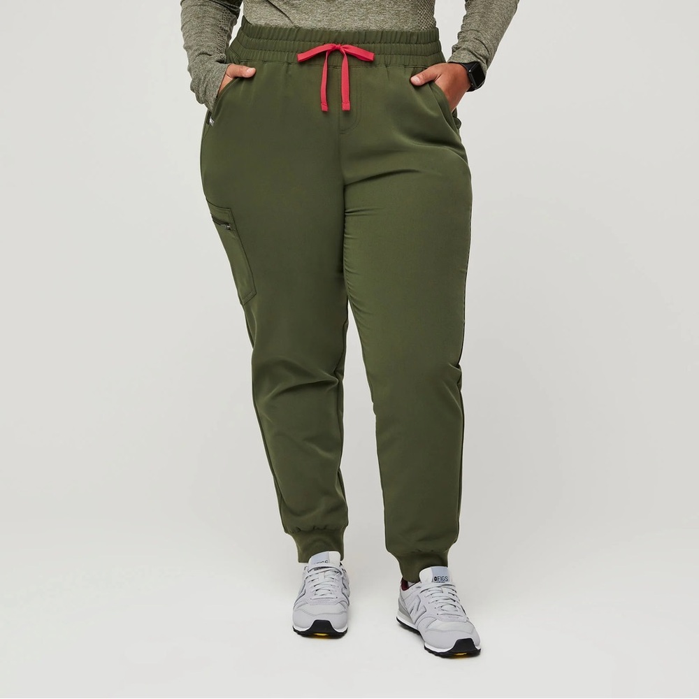 FIGS- Dark Olive Zamora-High Waisted Scrub Pants- S